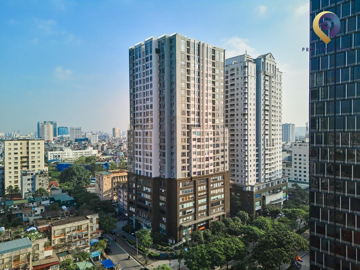 Toàn cảnh tòa nhà Petrowaco từ trên cao nhìn xuống khu vực xung quanh - hình ảnh từ Property Plus